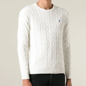 Polo Ralph Lauren White Cotton Cable Knit Sweater